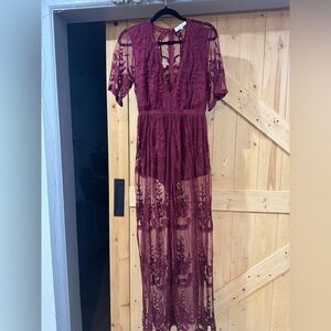Wine Lace Dress